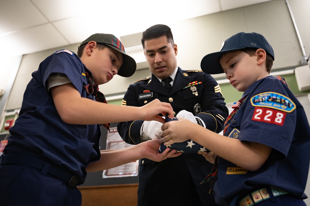 New Jersey National Guard Recruiters Teach Cub Scouts How to Fold The American Flag