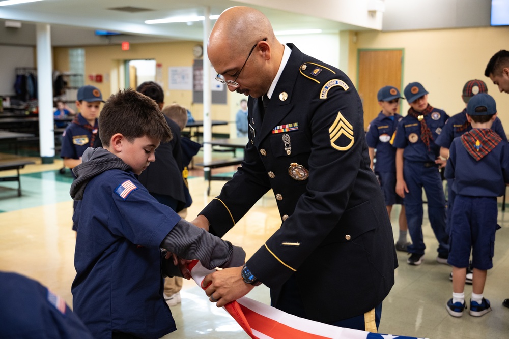 New Jersey National Guard Recruiters Teach Cub Scouts How to Fold The American Flag