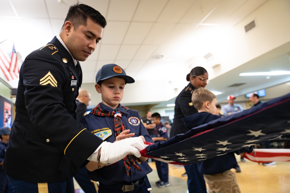 New Jersey National Guard Recruiters Teach Cub Scouts How to Fold The American Flag