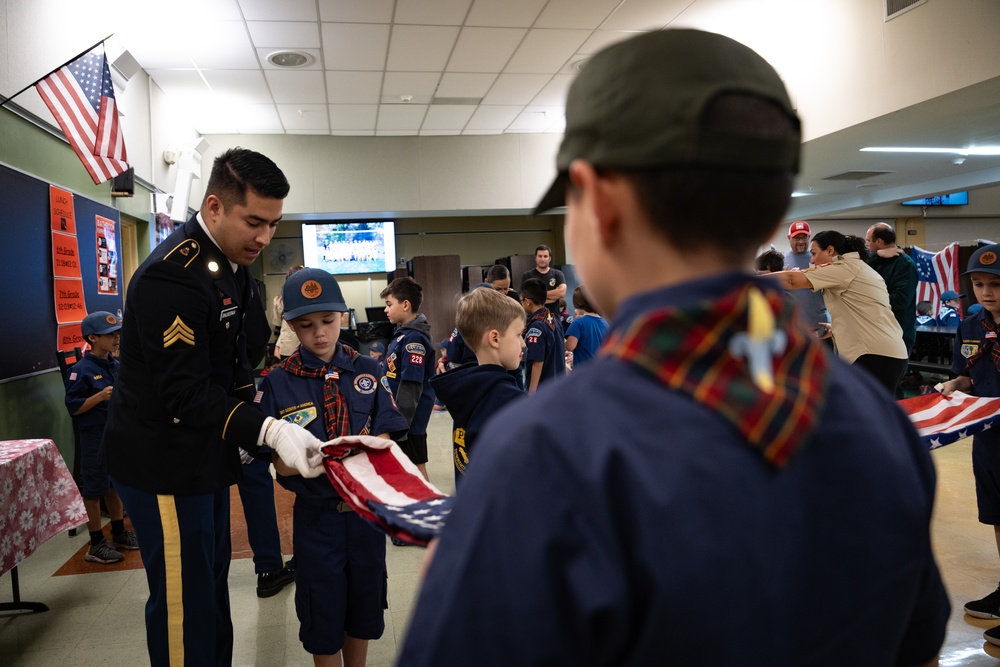 New Jersey National Guard Recruiters Teach Cub Scouts How to Fold The American Flag