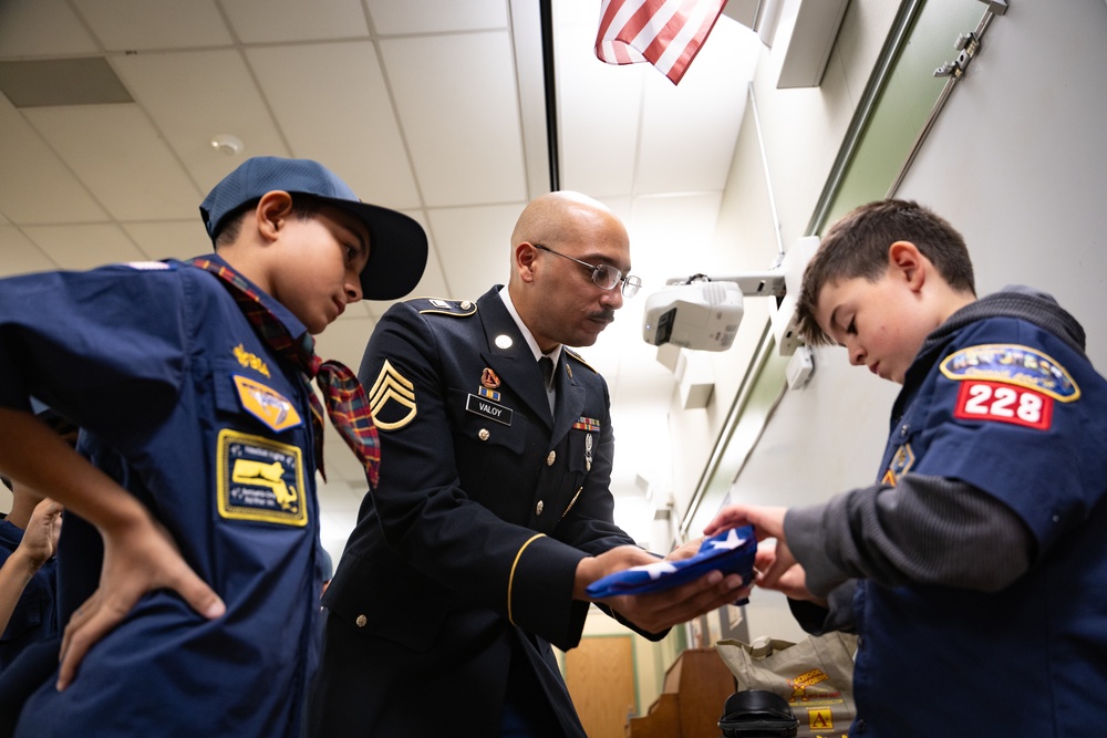 New Jersey National Guard Recruiters Teach Cub Scouts How to Fold The American Flag