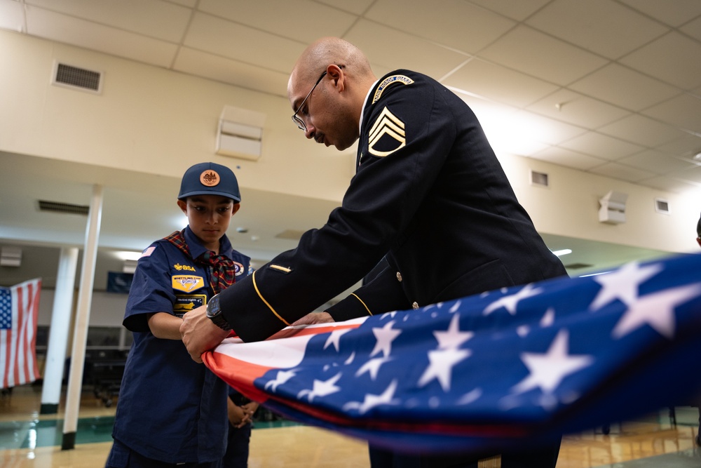 New Jersey National Guard Recruiters Teach Cub Scouts How to Fold The American Flag