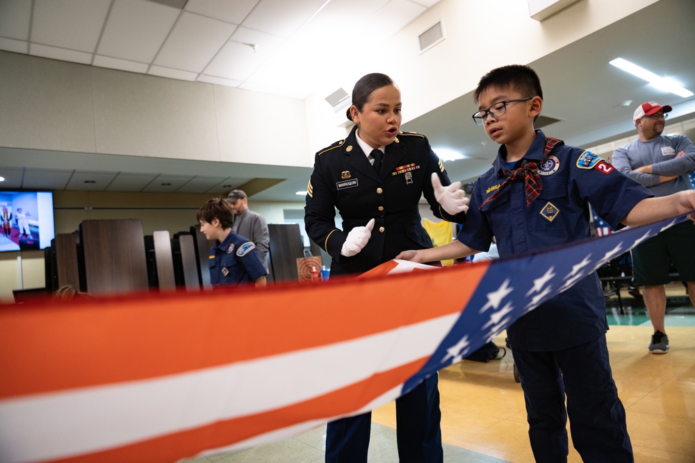 New Jersey National Guard Recruiters Teach Cub Scouts How to Fold The American Flag