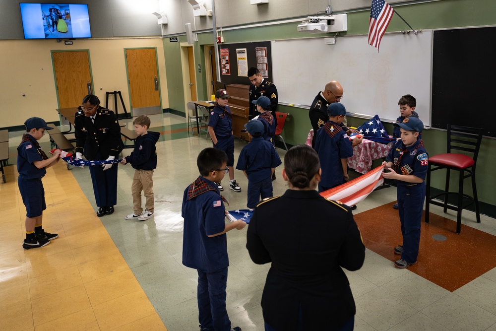 New Jersey National Guard Recruiters Teach Cub Scouts How to Fold The American Flag