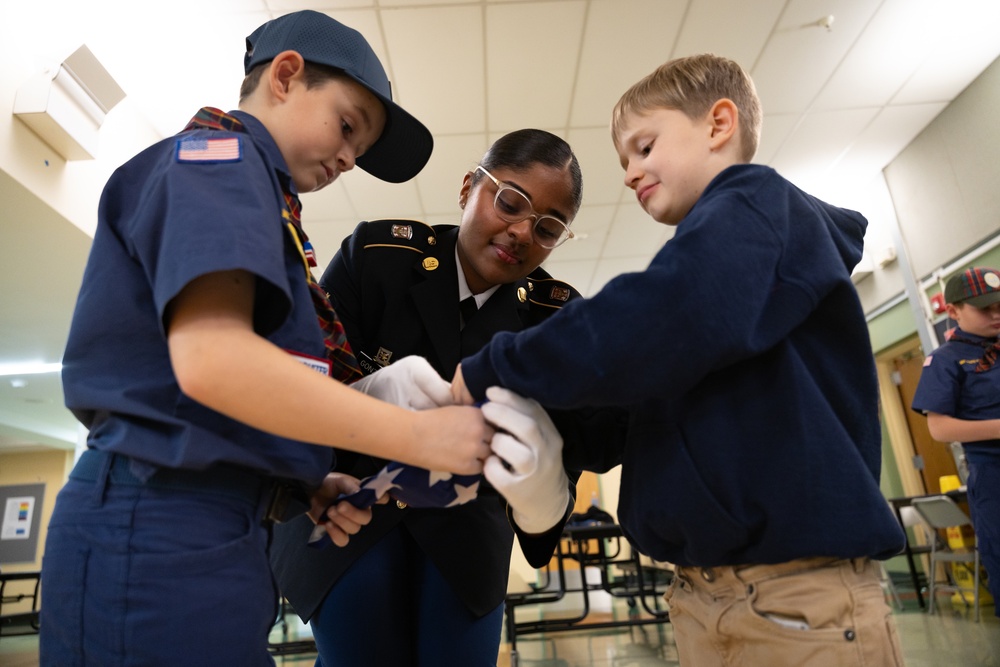 New Jersey National Guard Recruiters Teach Cub Scouts How to Fold The American Flag