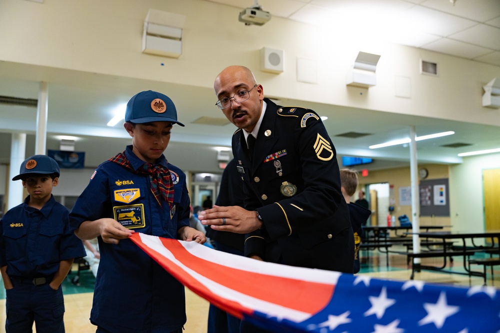 New Jersey National Guard Recruiters Teach Cub Scouts How to Fold The American Flag