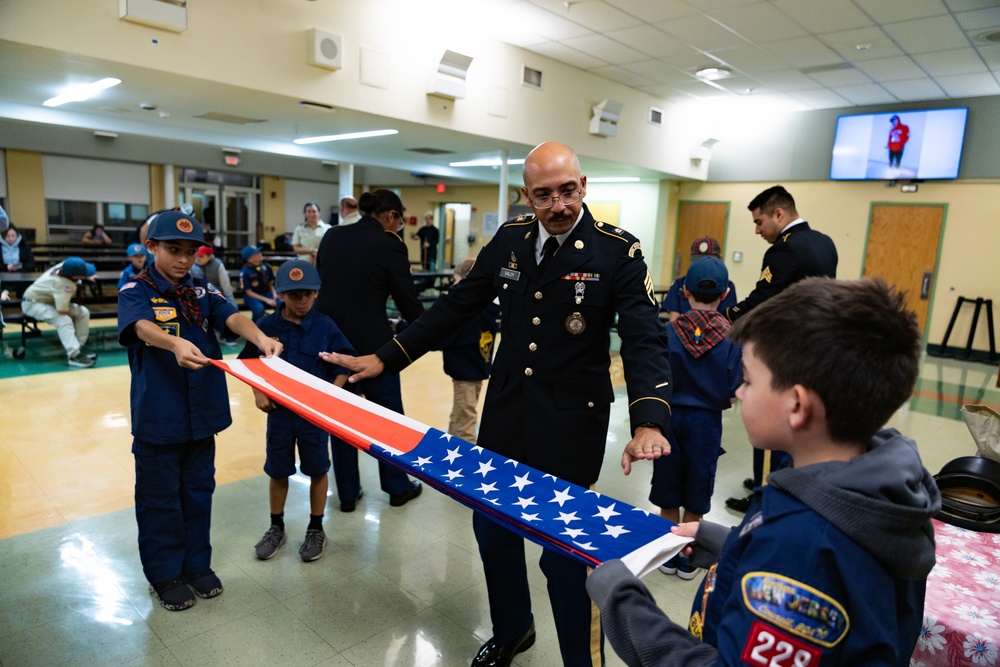 New Jersey National Guard Recruiters Teach Cub Scouts How to Fold The American Flag