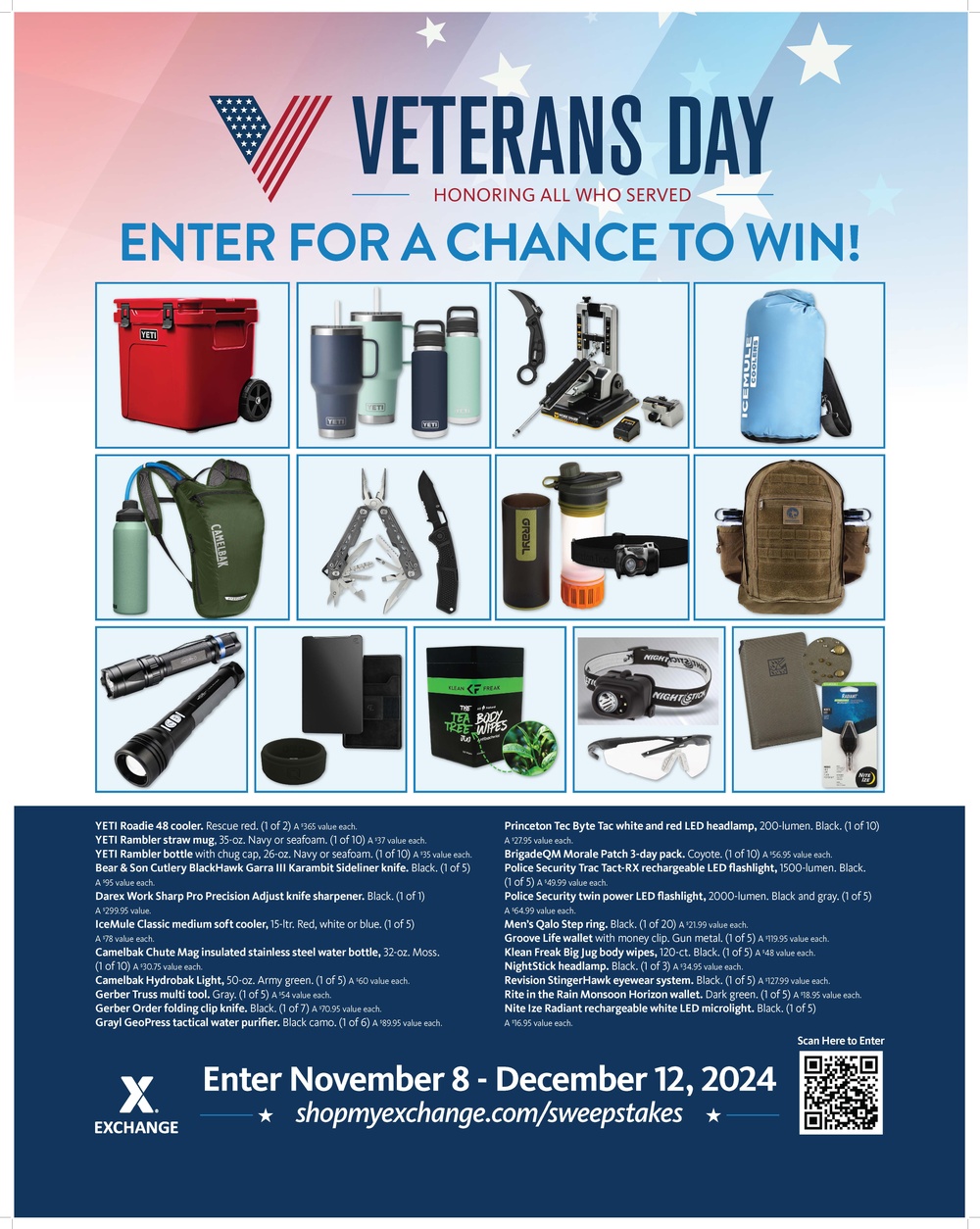 Army &amp; Air Force Exchange Service Honors Nation’s Heroes with Veterans Day Sweepstakes