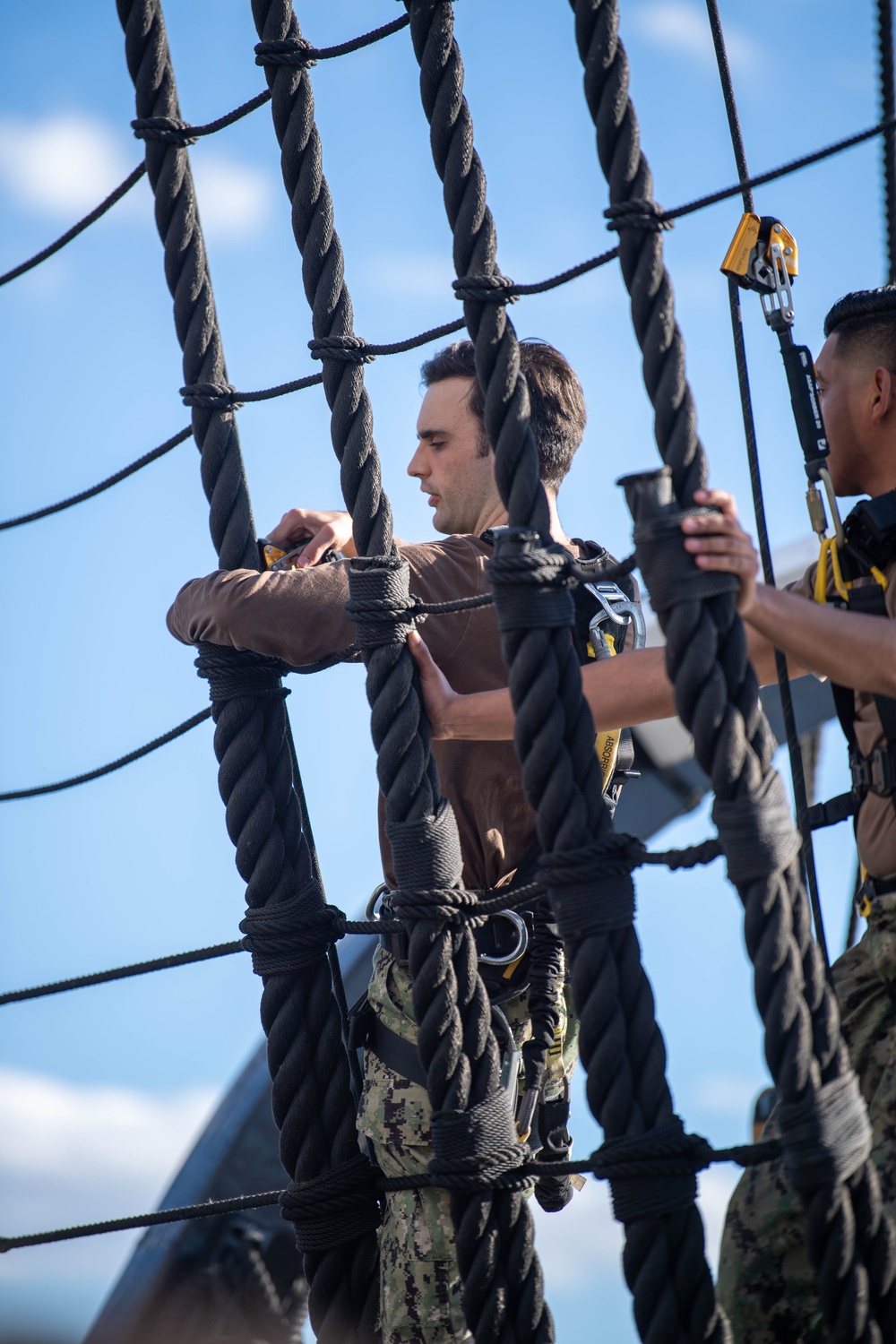 USS Constitution Conducts Climbing Operations