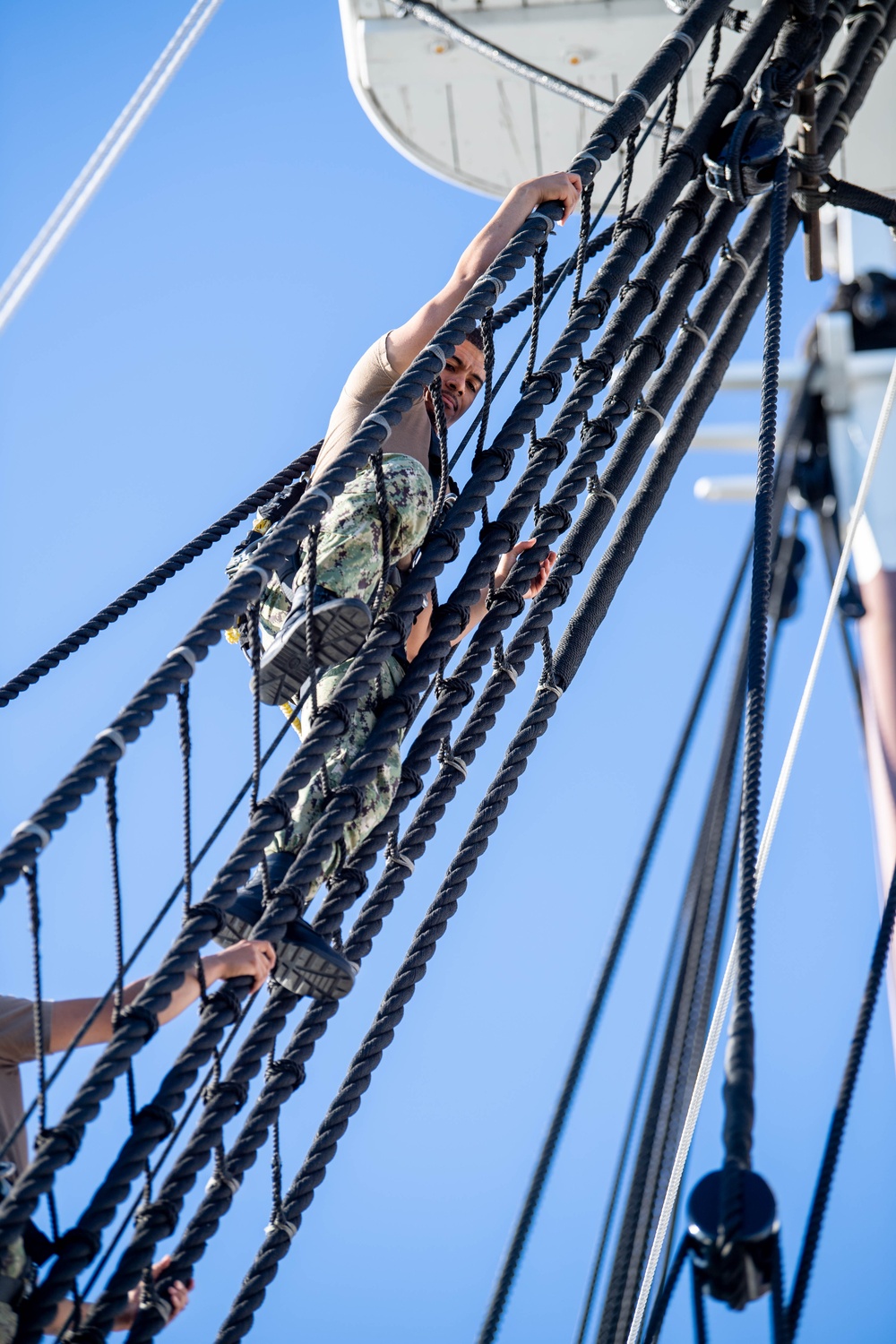 USS Constitution Conducts Climbing Operations