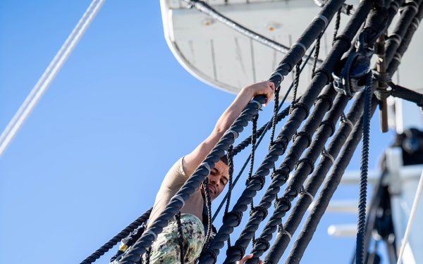 USS Constitution Conducts Climbing Operations