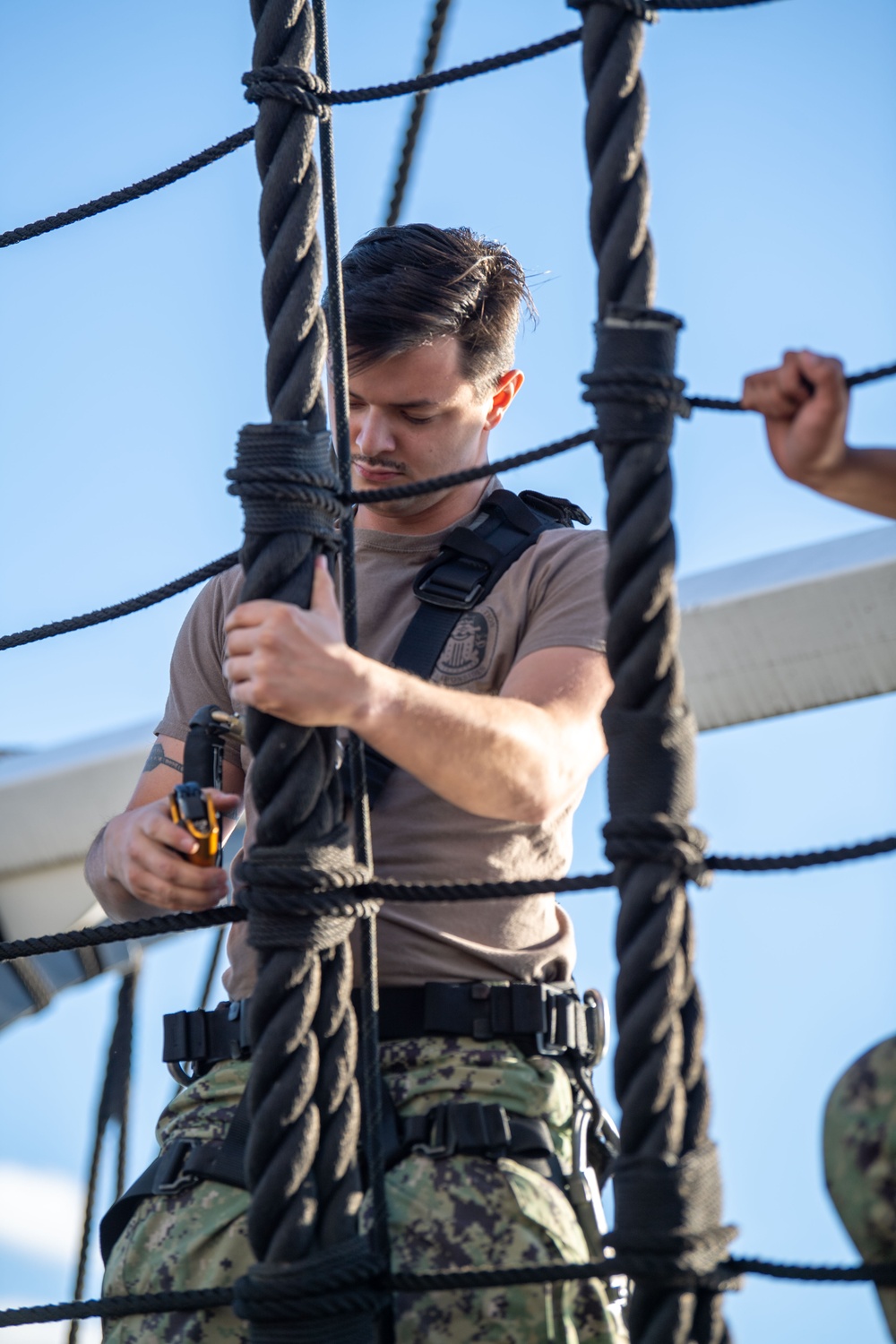 USS Constitution Conducts Climbing Operations