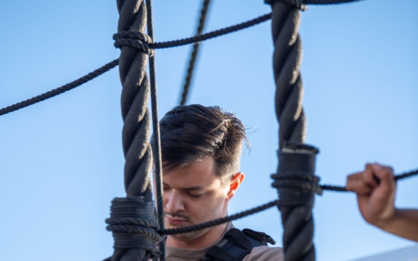 USS Constitution Conducts Climbing Operations