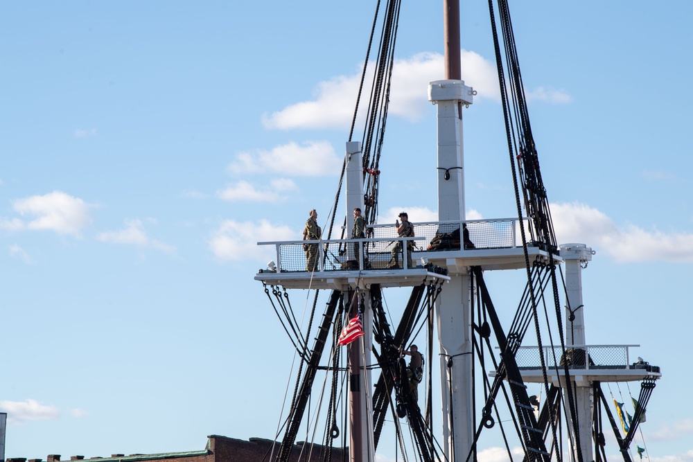 USS Constitution Conducts Climbing Operations