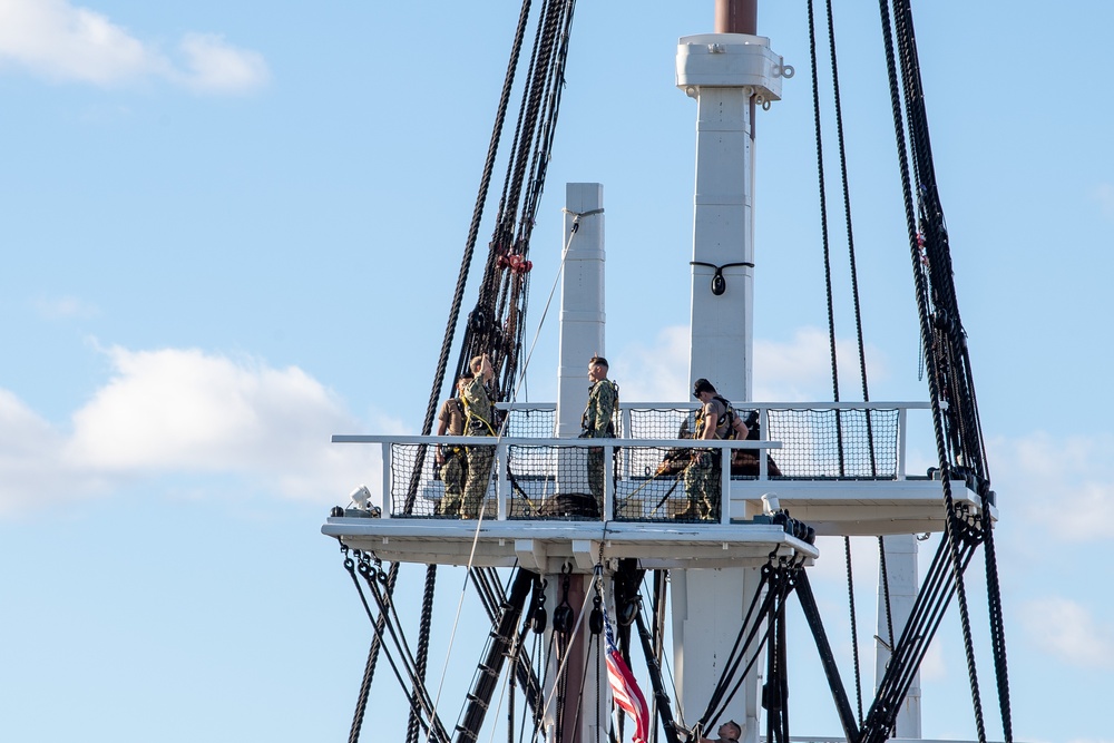 USS Constitution Conducts Climbing Operations