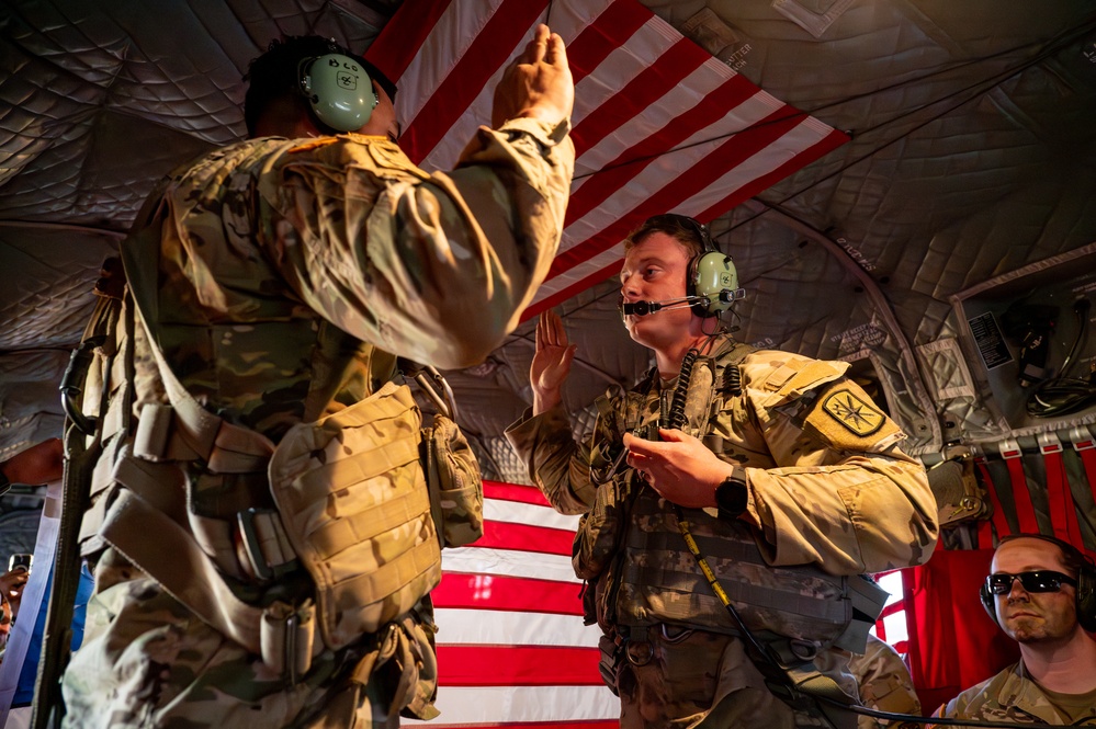 In-flight reenlistment ceremony