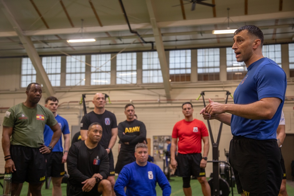 Command Sgt. Maj. Mobar Addresses Soldiers After Physical Training