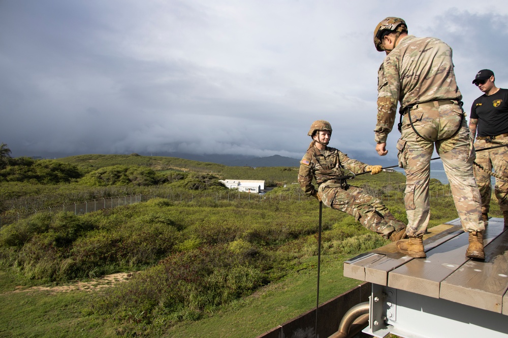 Belay On: U.S. Soldiers conduct tower rappelling operations at MCBH