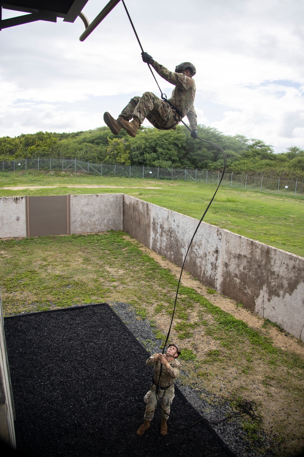 Belay On: U.S. Soldiers conduct tower rappelling operations at MCBH