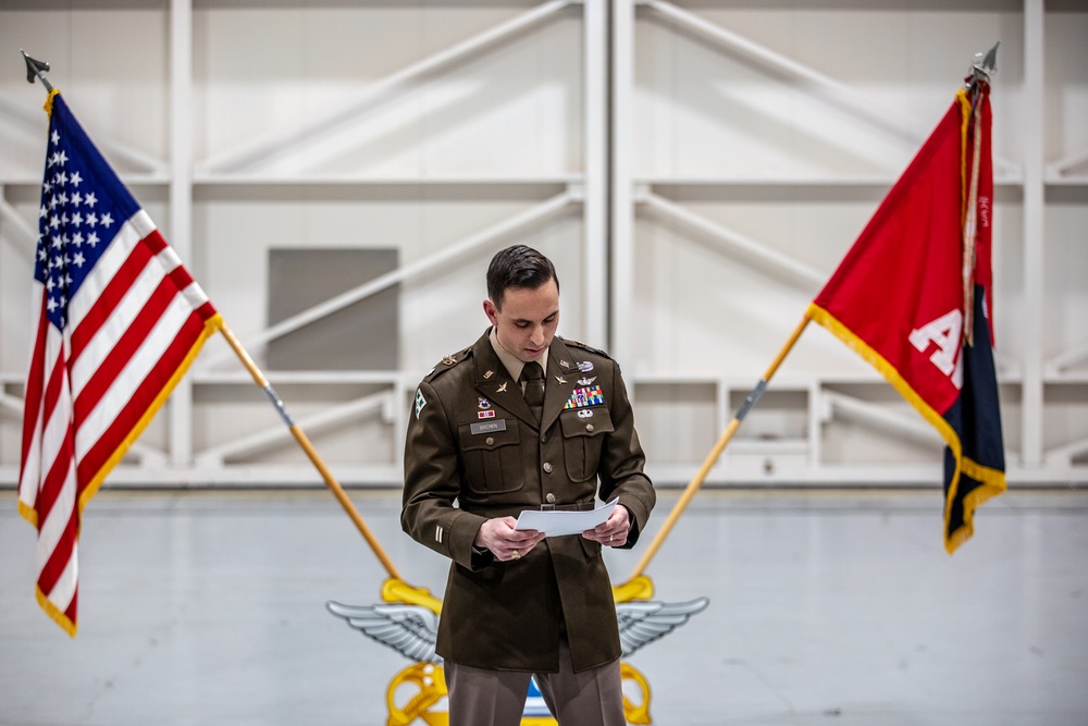 Lt. Col. Derek Brown Reads Prepared Remarks During His Promotion Ceremony