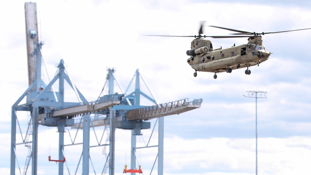 A CH-47 Chinook Arrives at the Port of Philadelphia