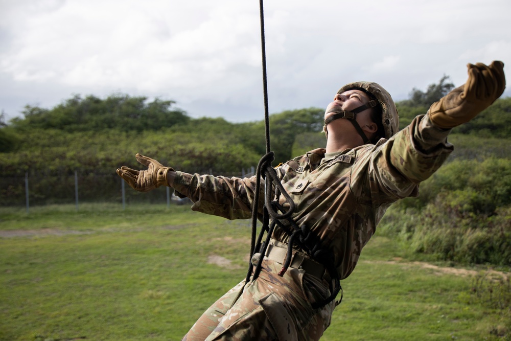 Belay On: U.S. Soldiers conduct tower rappelling operations at MCBH