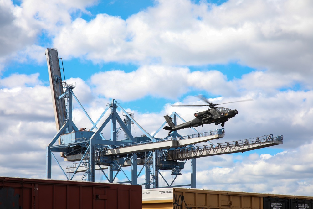 An AH-64D Apache Arrives at the Port of Philadelphia