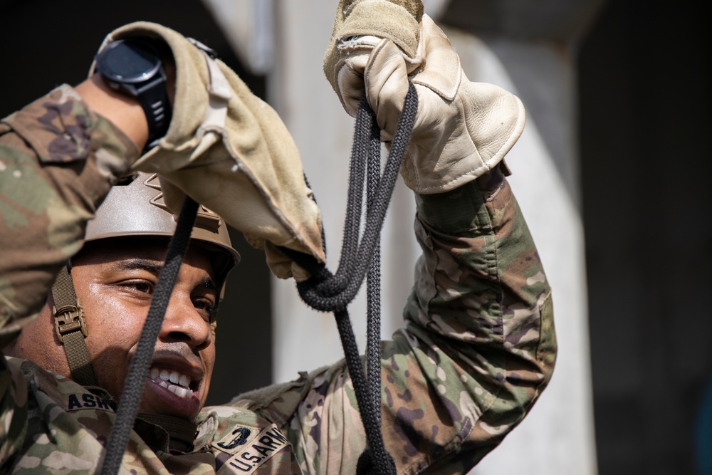 Belay On: U.S. Soldiers conduct tower rappelling operations at MCBH