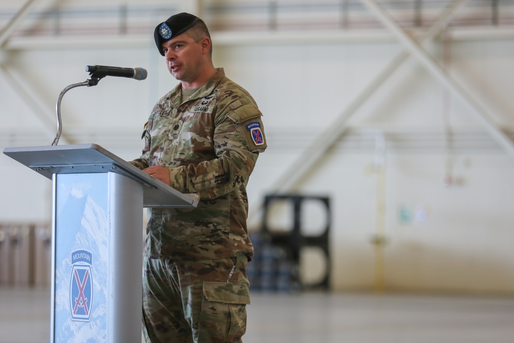 Lt. Col. Sattler Gives Incoming Remarks During a Change of Command Ceremony