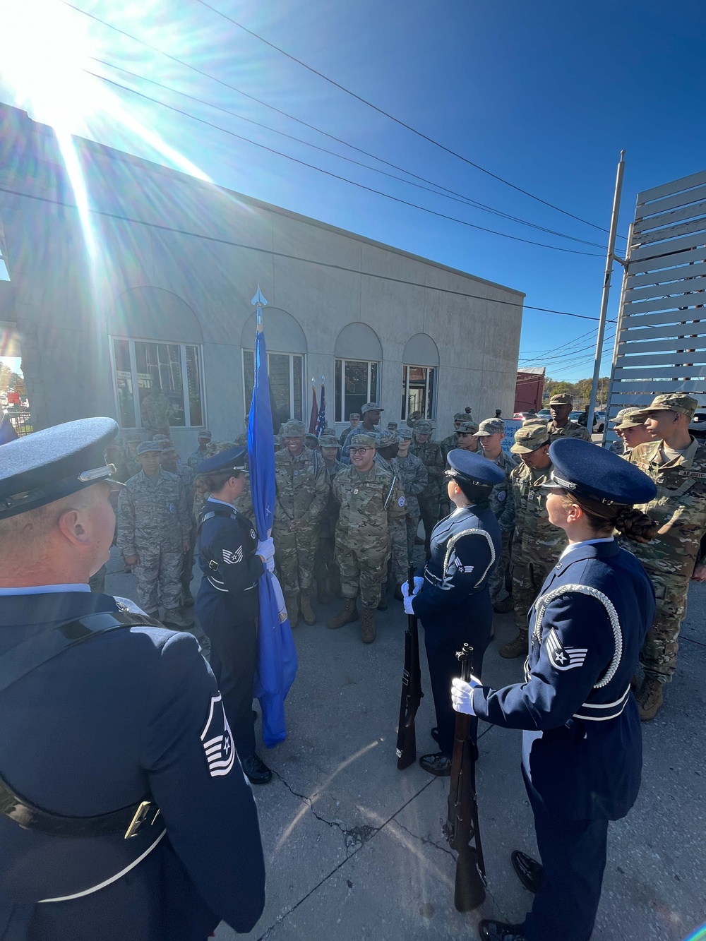 Airmen carry colors during Leavenworth Veterans Day Parade