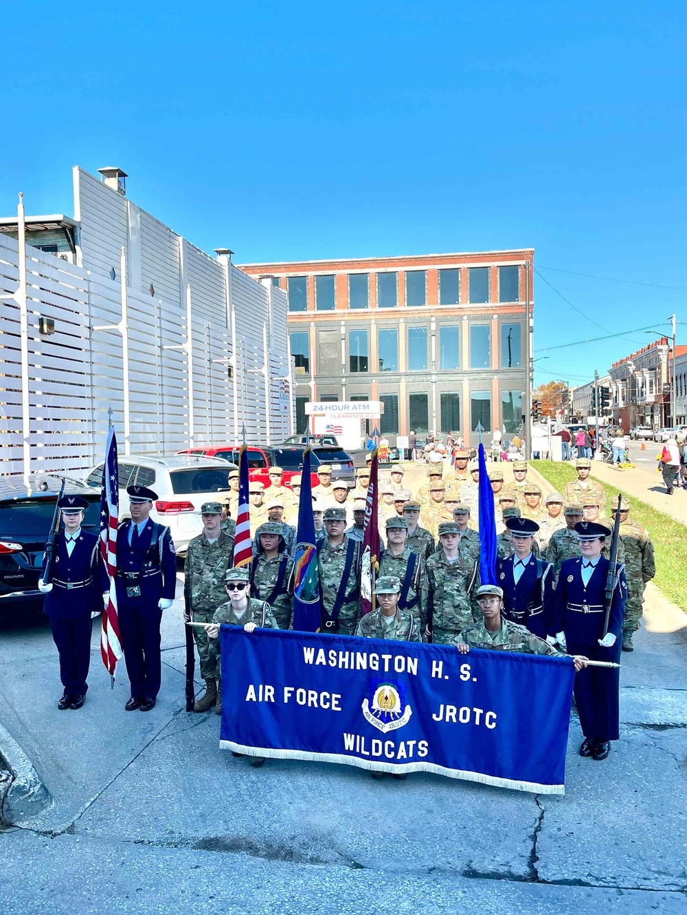 Airmen carry colors during Leavenworth Veterans Day Parade