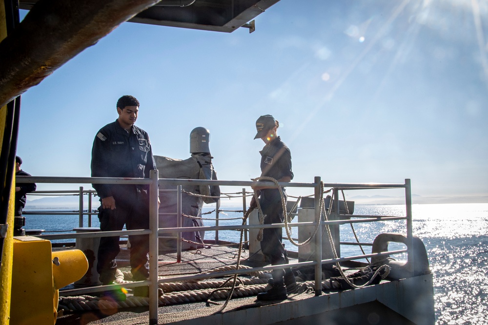 Nimitz Sailors Prepare to Handle Line