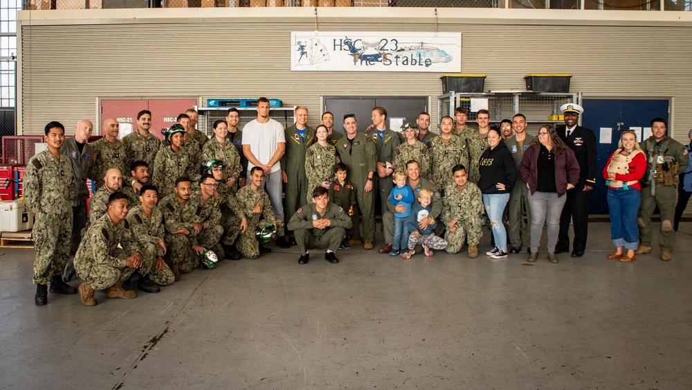 Retired NFL Tight-end, Rob Gronkowski, Jumps Out of a MH-60S of HSC-23