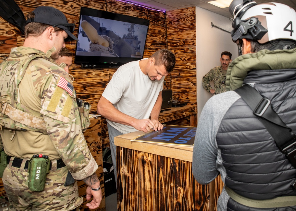 Retired NFL Tight-end, Rob Gronkowski, Jumps Out of a MH-60S of HSC-23