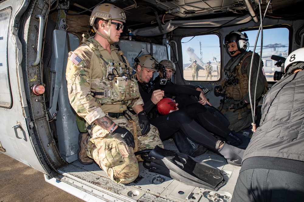 Retired NFL Tight-end, Rob Gronkowski, Jumps Out of a MH-60S of HSC-23