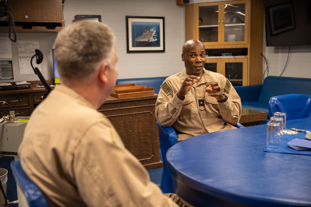 Carrier Strike Group 10 Commander visits USS Iwo Jima