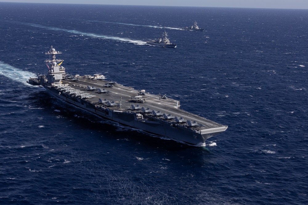 USS Gerald R. Ford (CVN 78) Conducts Group Sail