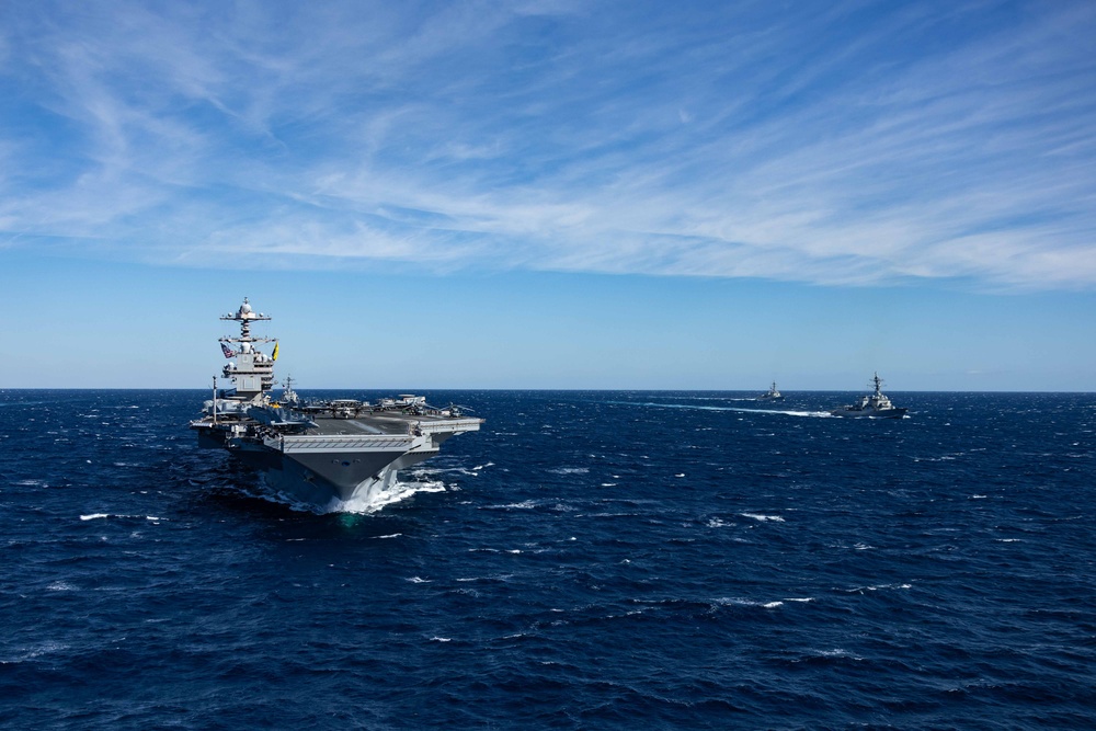 USS Gerald R. Ford (CVN 78) Conducts Group Sail