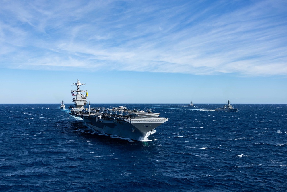 USS Gerald R. Ford (CVN 78) Conducts Group Sail