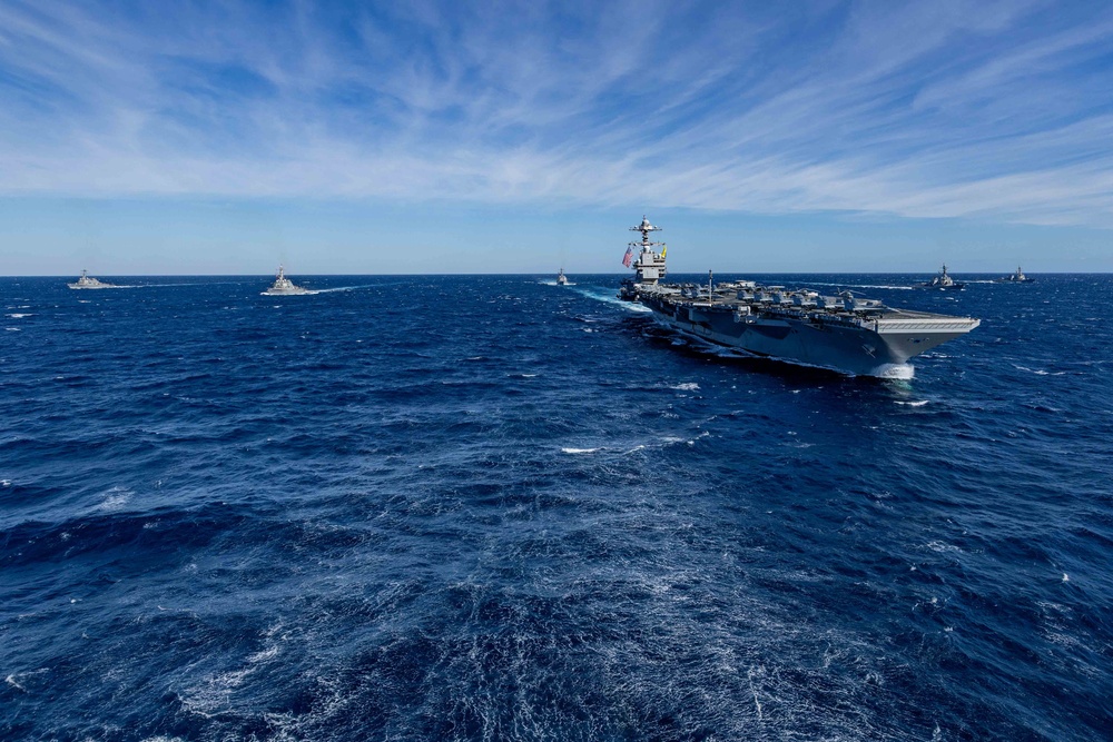 USS Gerald R. Ford (CVN 78) Conducts Group Sail