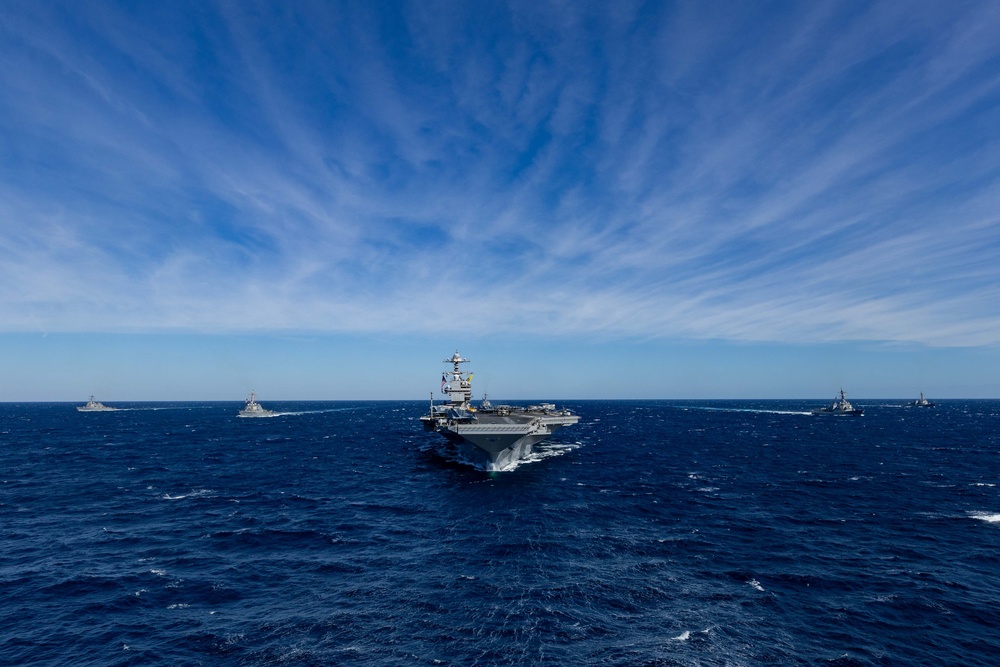 USS Gerald R. Ford (CVN 78) Conducts Group Sail