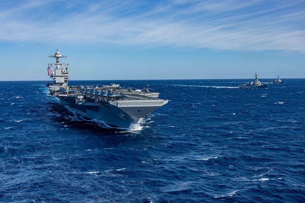 USS Gerald R. Ford (CVN 78) Conducts Group Sail