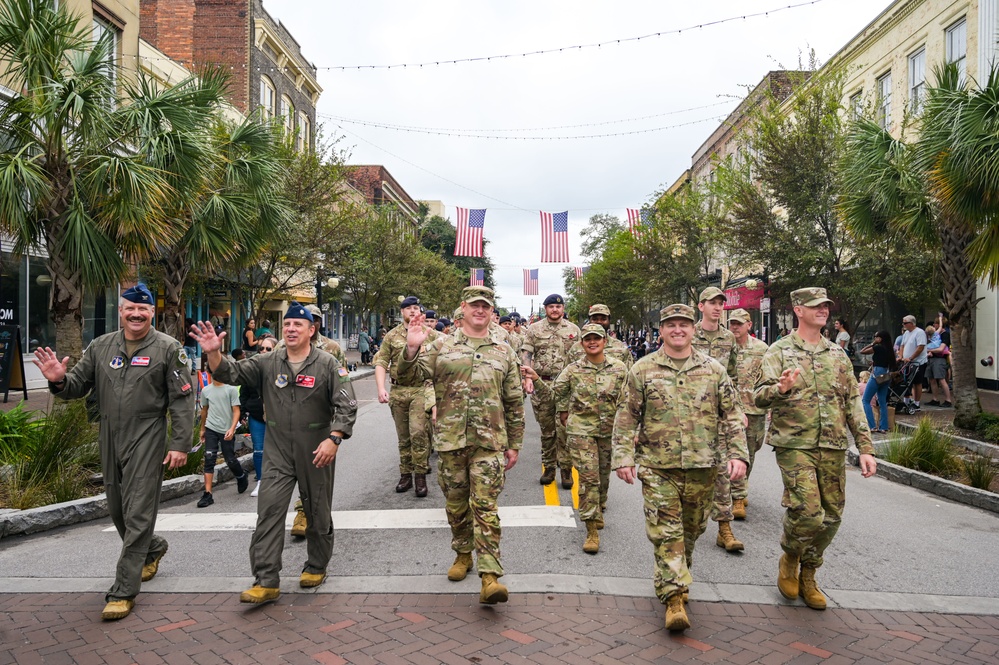 165th Airlift Wing marches in 2024 Savannah Veterans Day Parade