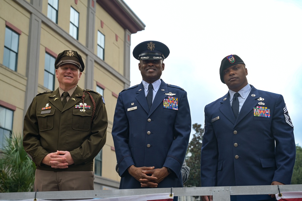 165th Airlift Wing marches in 2024 Savannah Veterans Day Parade