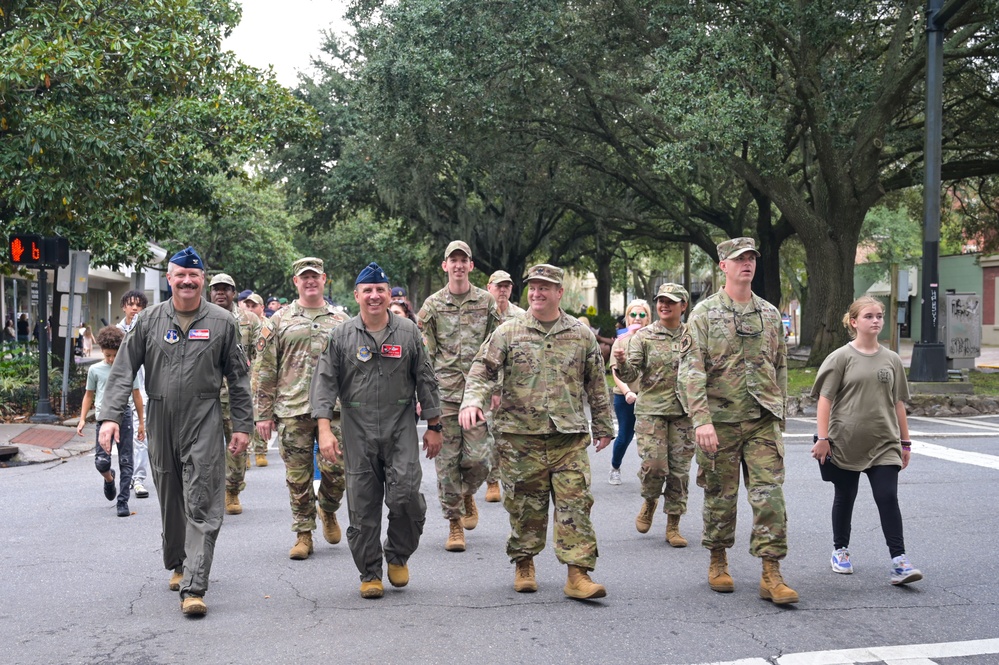 165th Airlift Wing marches in 2024 Savannah Veterans Day Parade