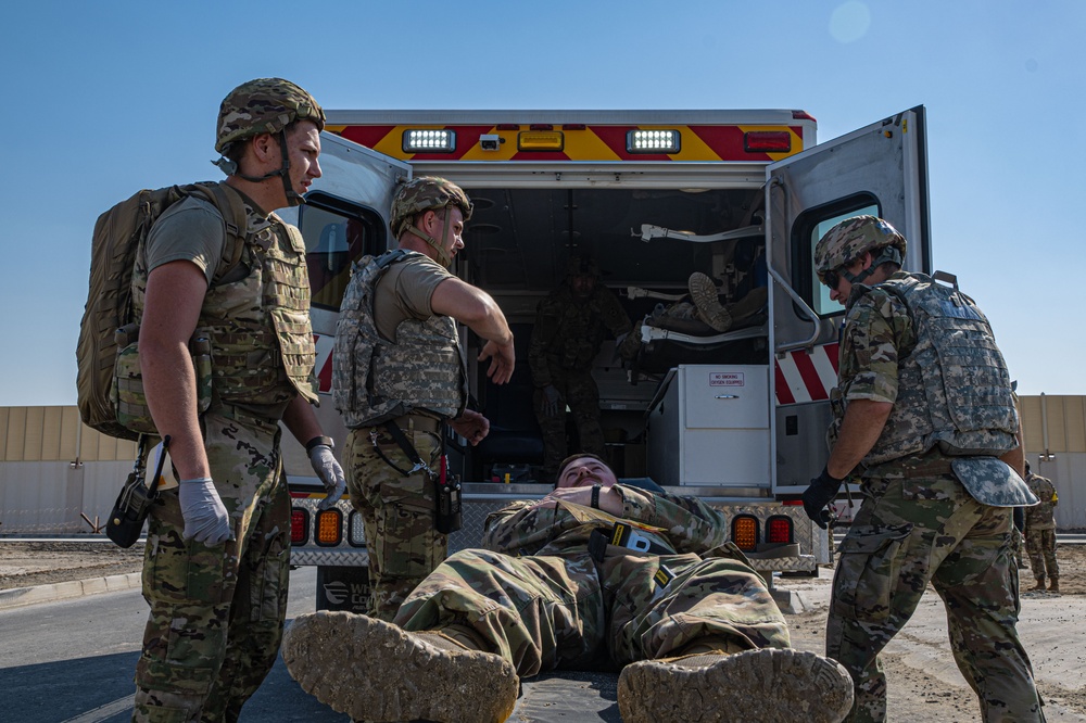 Airmen conduct emergency medical response exercise