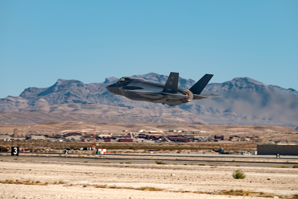 F-35s of the 422nd TES take offs