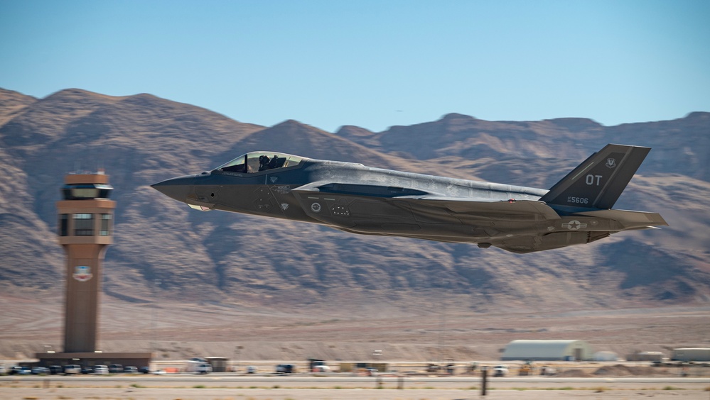 F-35s of the 422nd TES take offs