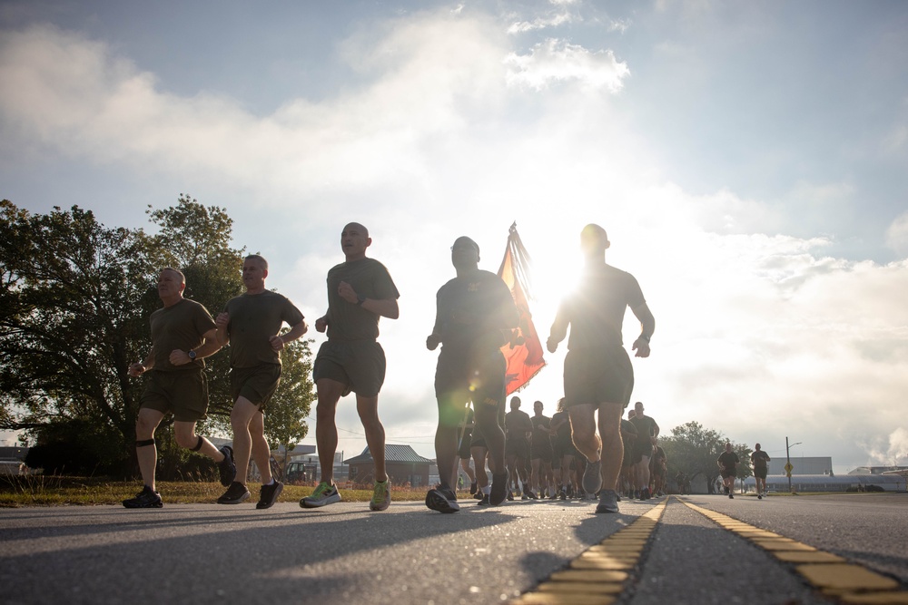 U.S. Marines with 2nd MAW complete final mile of the 249-mile birthday relay run