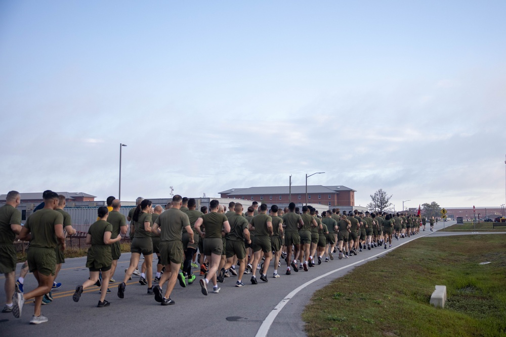 U.S. Marines with 2nd MAW complete final mile of the 249-mile birthday relay run